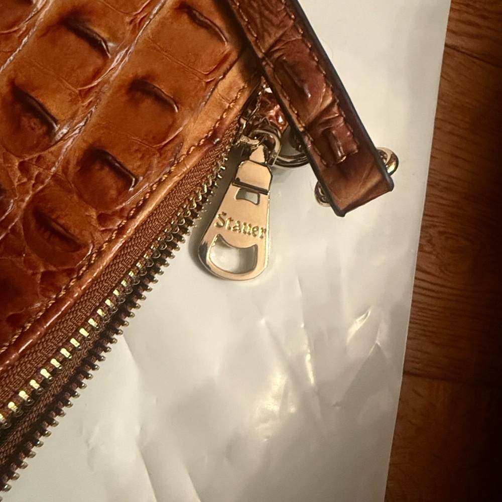 Brown Crocodile Embossed Leather Clutch - Picture 3 of 7
